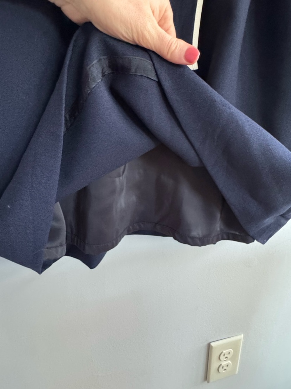 J. Crew Navy Blue Tie Neck Midi Fit and Flare Dress - Picture 6 of 7